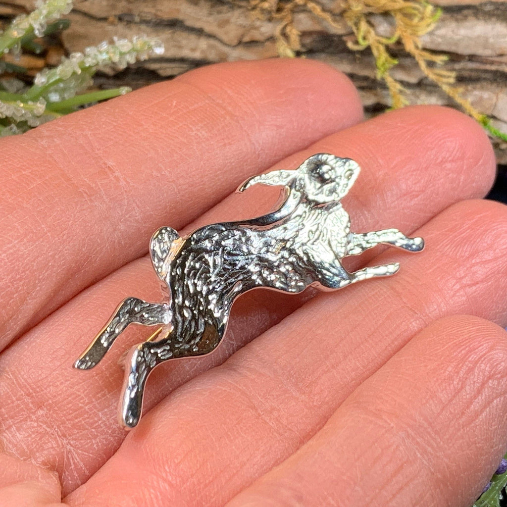 Meadowjumper Sterling Silver Rabbit Brooch - Handmade in Scotland