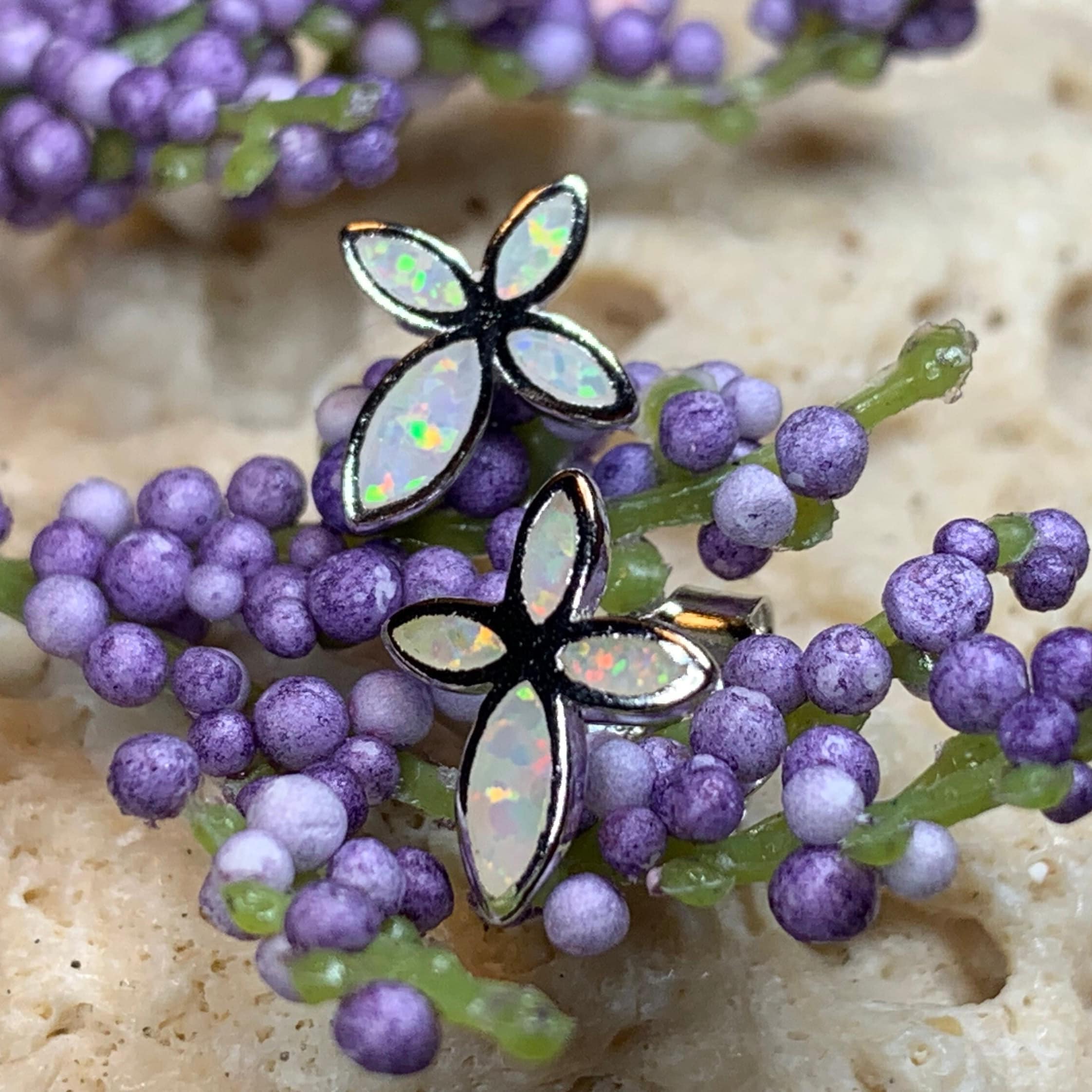 Opal Cross Earrings