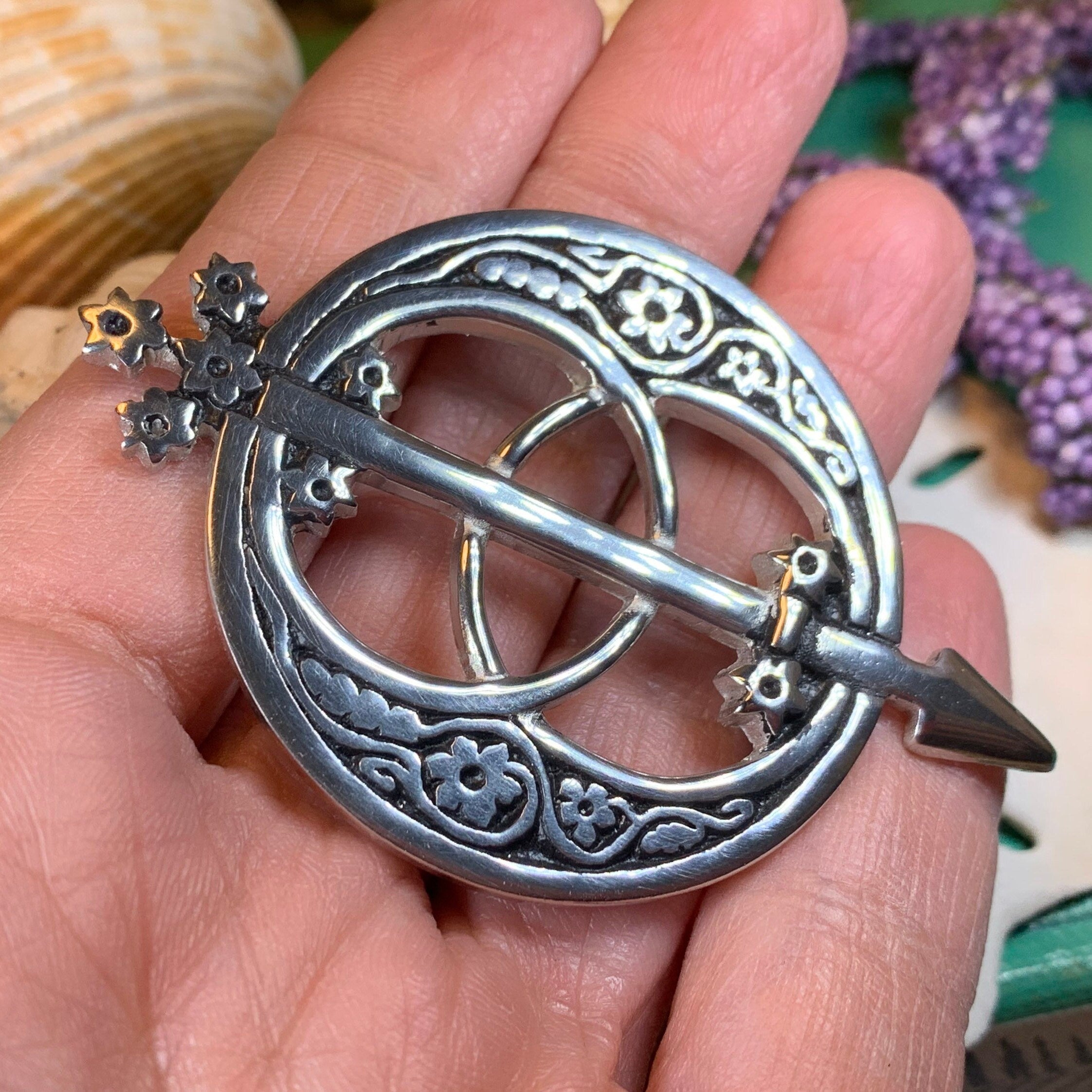 Pewter Chalice Well Brooch