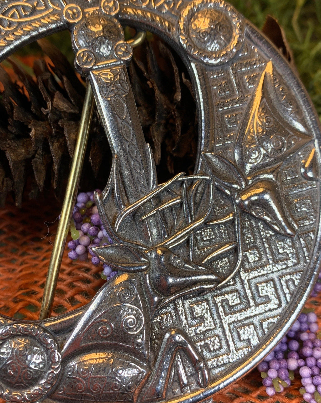 Celtic Stag Penannular Brooch - Handmade in Scotland