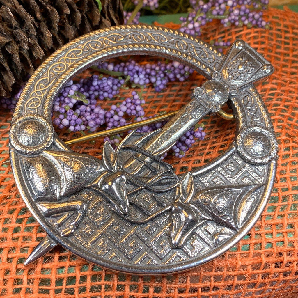 Celtic Stag Penannular Brooch - Handmade in Scotland