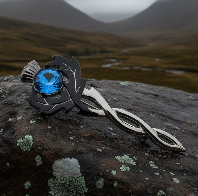 Crystal Thistle Kilt Pin