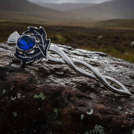 Crystal Thistle Kilt Pin