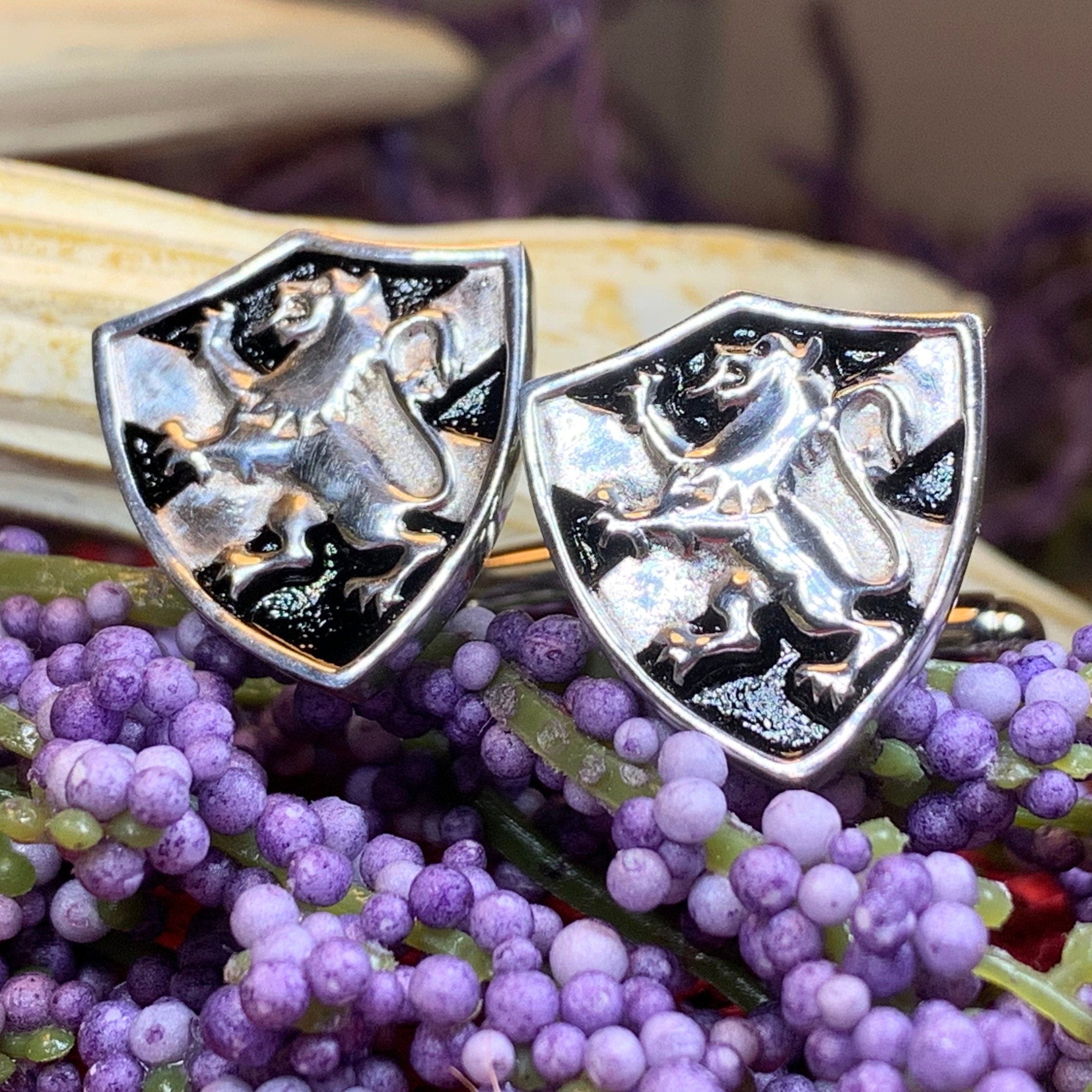Lion of Scotland Shield Cuff Links - Handmade in Scotland