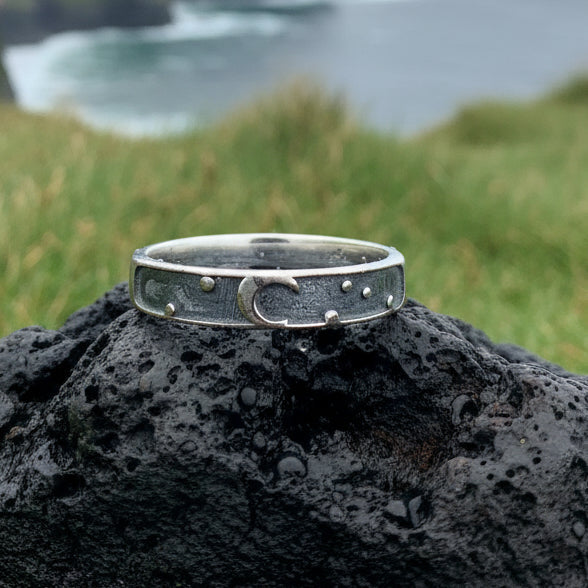 Minimalist Crescent Moon Ring in Sterling Silver