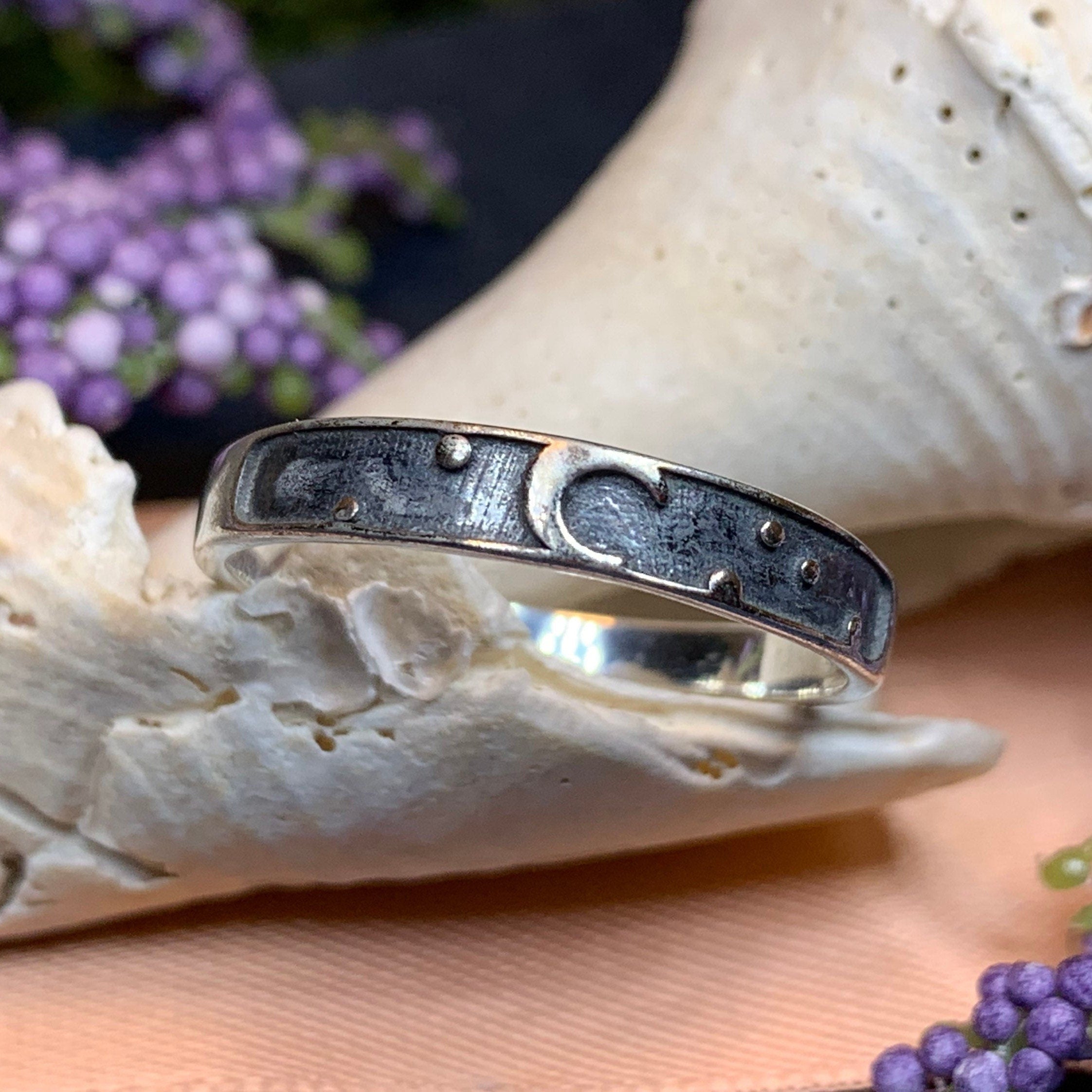Minimalist Crescent Moon Ring in Sterling Silver