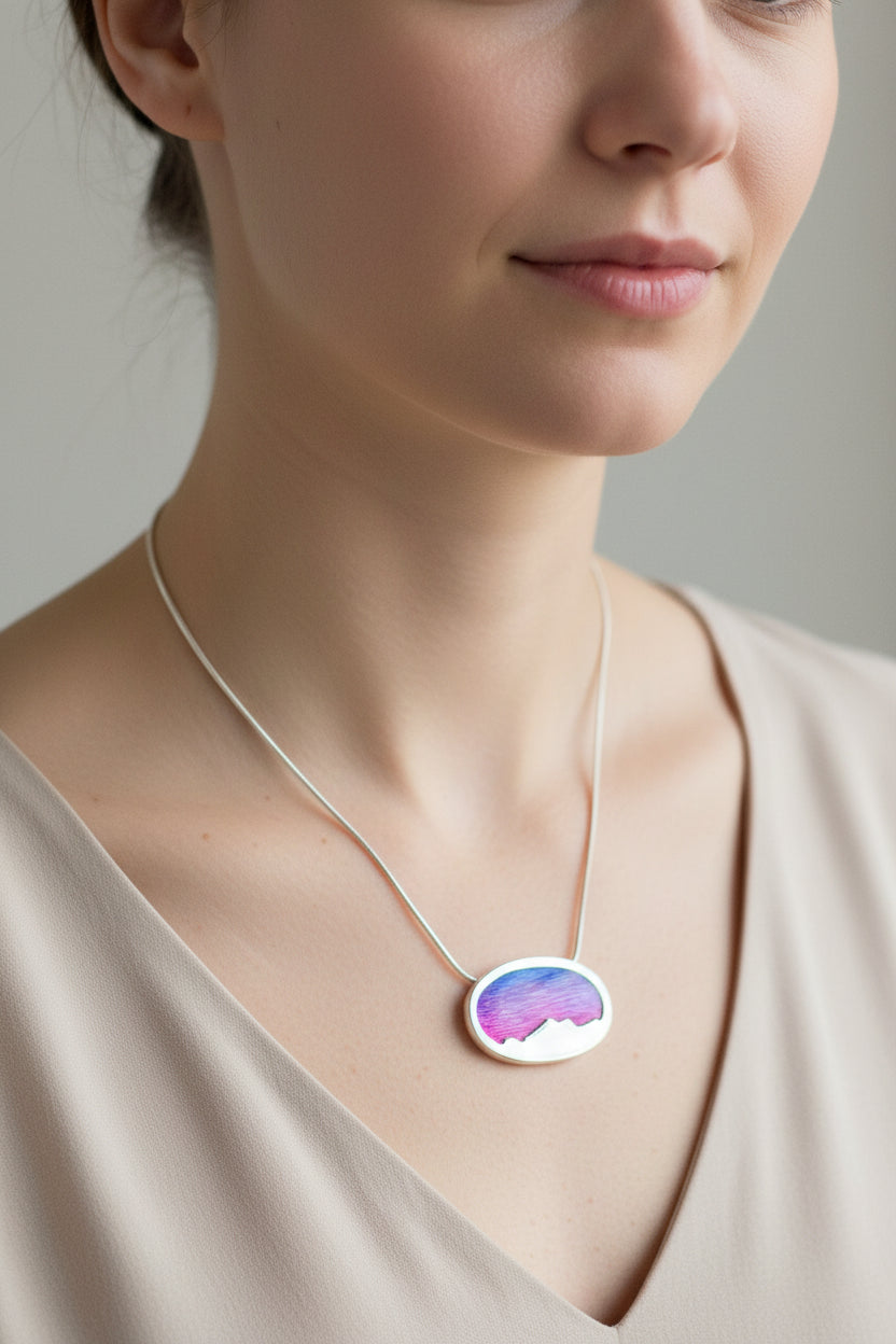 Purple Skies Northern Lights Necklace - Handmade in Scotland