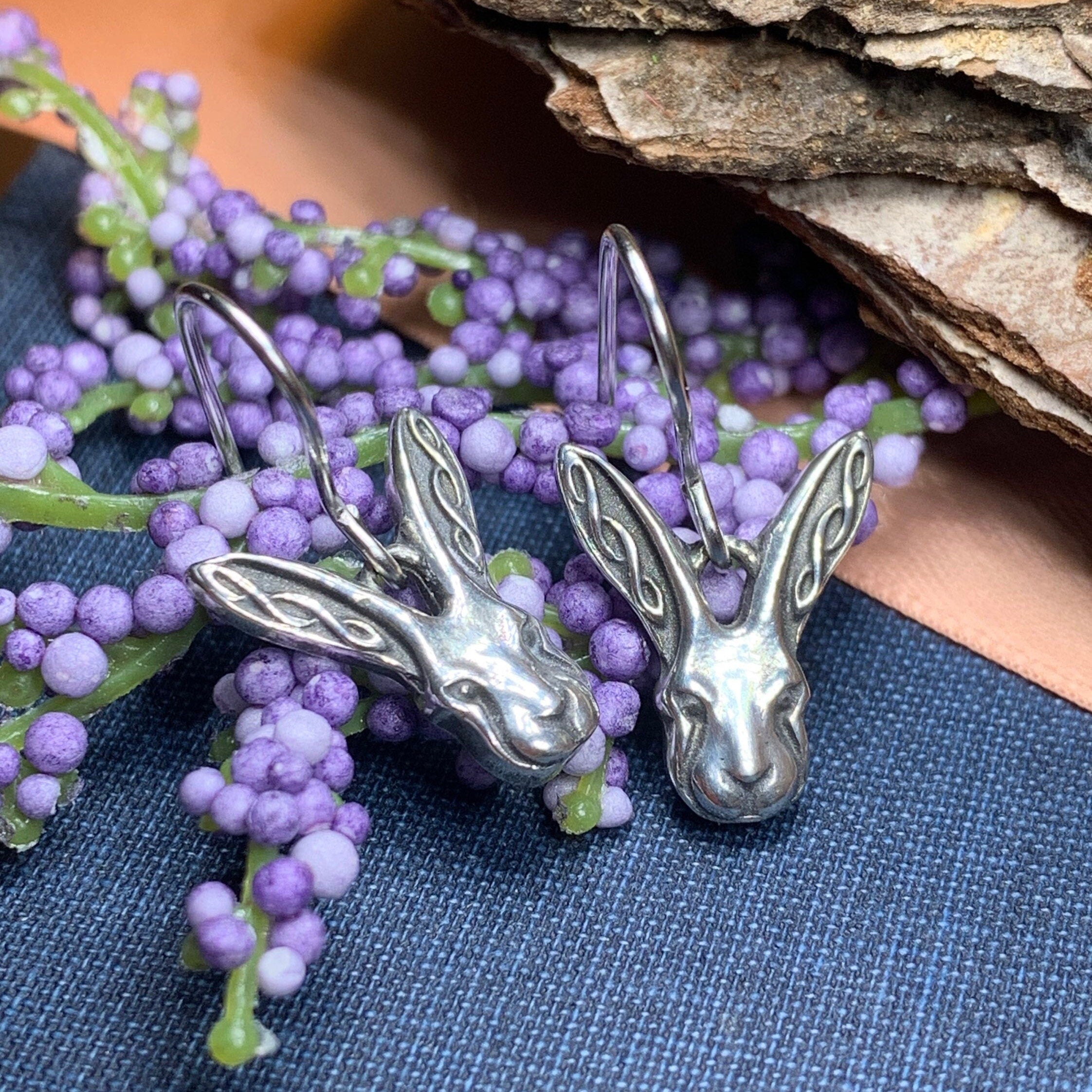 Celtic Rabbit Pewter Earrings for Women