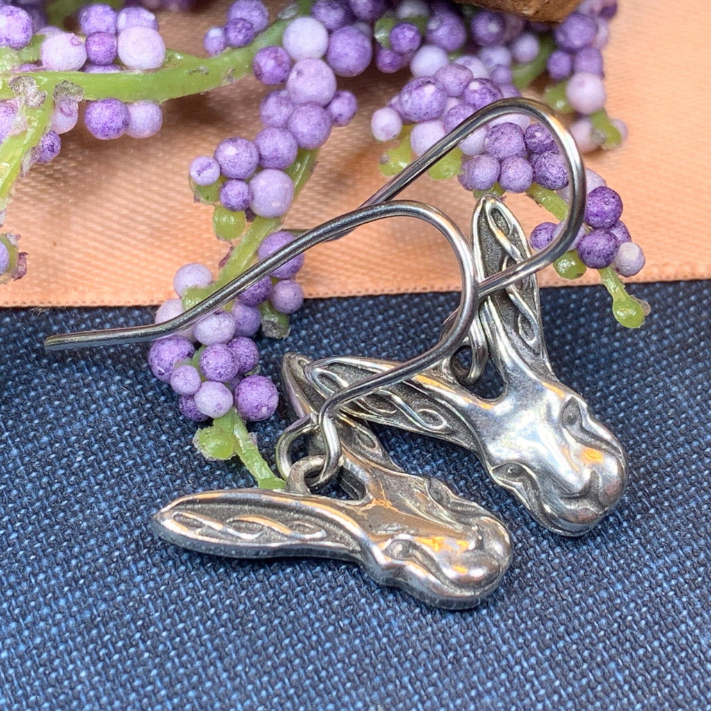 Celtic Rabbit Pewter Earrings for Women