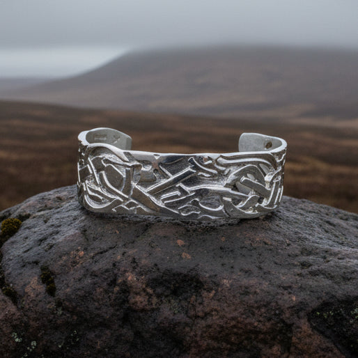 Celtic Wolf Cuff Bracelet - Handmade in Scotland