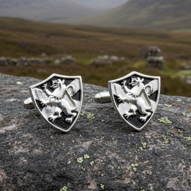 Lion of Scotland Shield Cuff Links - Handmade in Scotland