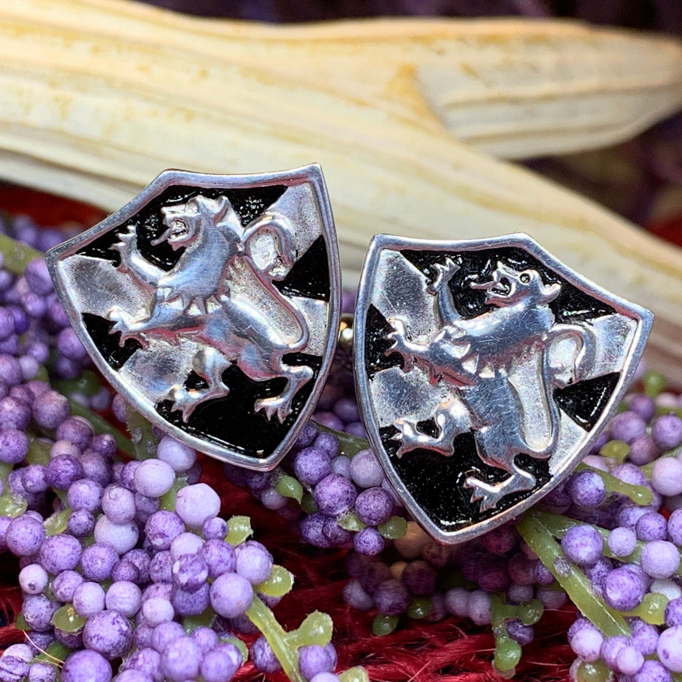 Lion of Scotland Shield Cuff Links - Handmade in Scotland