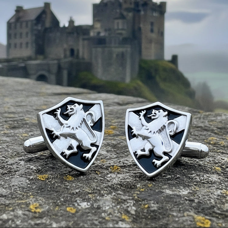 Lion of Scotland Shield Cuff Links - Handmade in Scotland