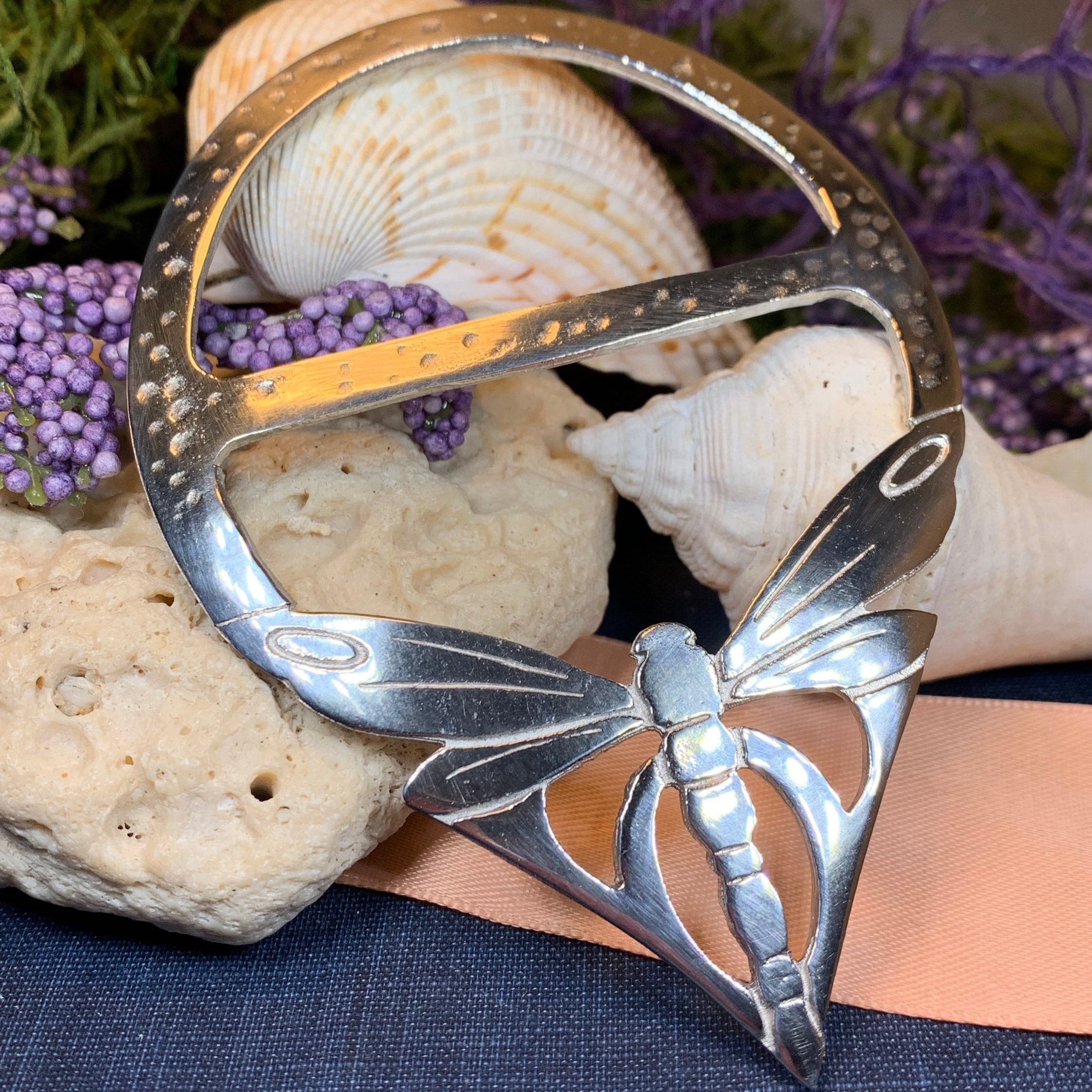 Pond Dancer Dragonfly Scarf Ring - Handmade in Scotland