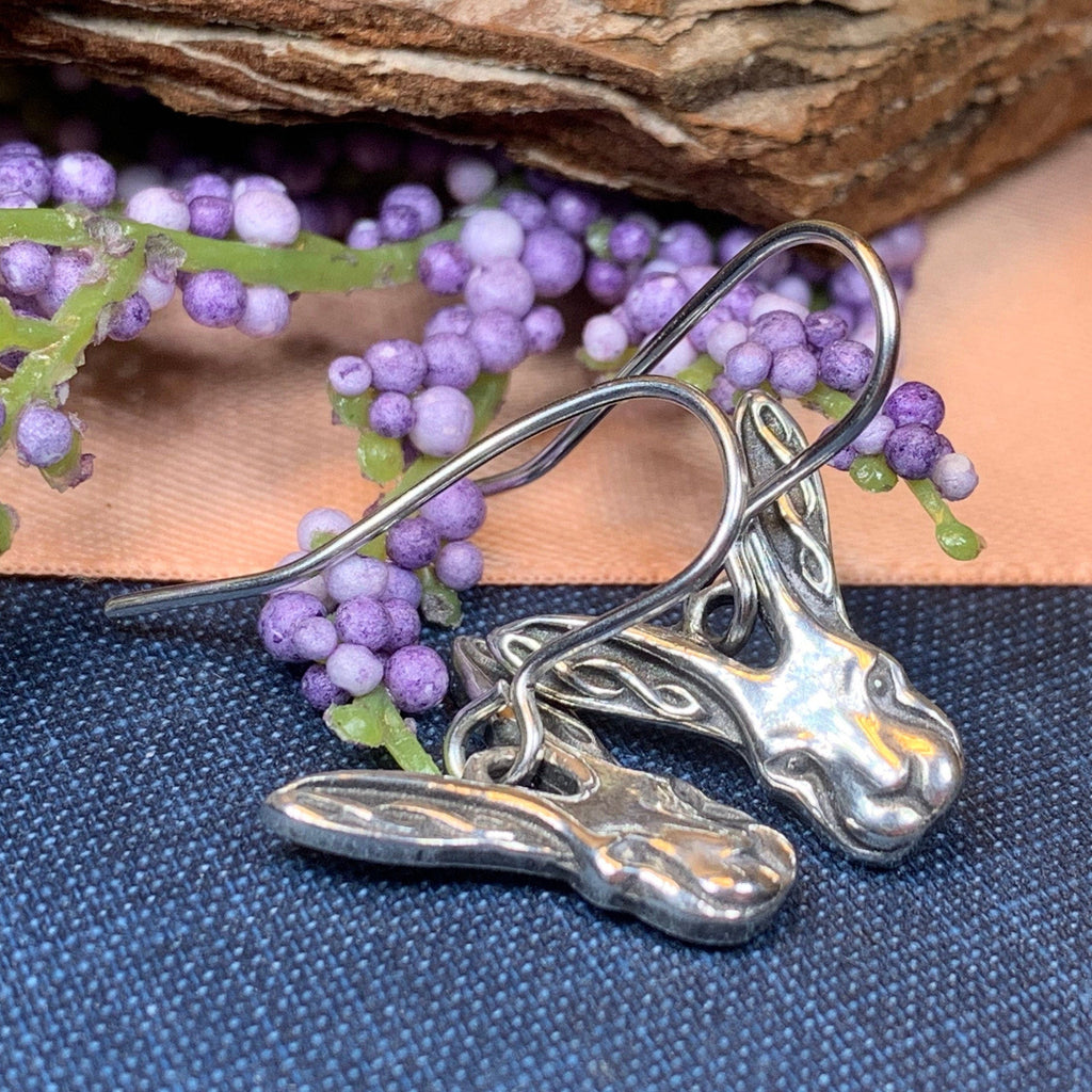 Celtic Rabbit Pewter Earrings for Women
