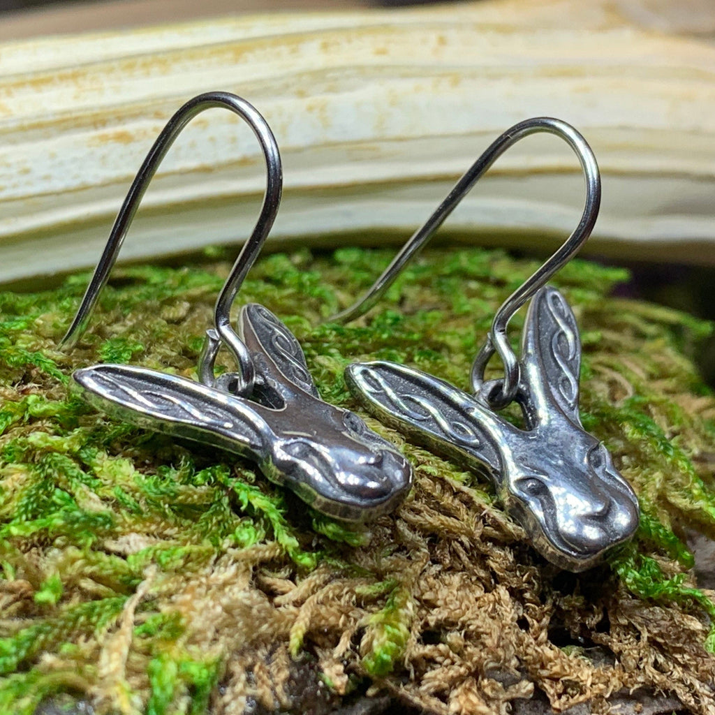 Celtic Rabbit Pewter Earrings for Women