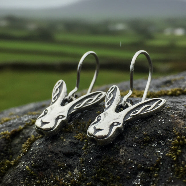 Celtic Rabbit Pewter Earrings for Women