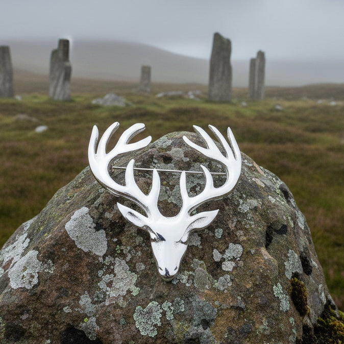Large Pewter Stag Brooch - Handmade in Scotland