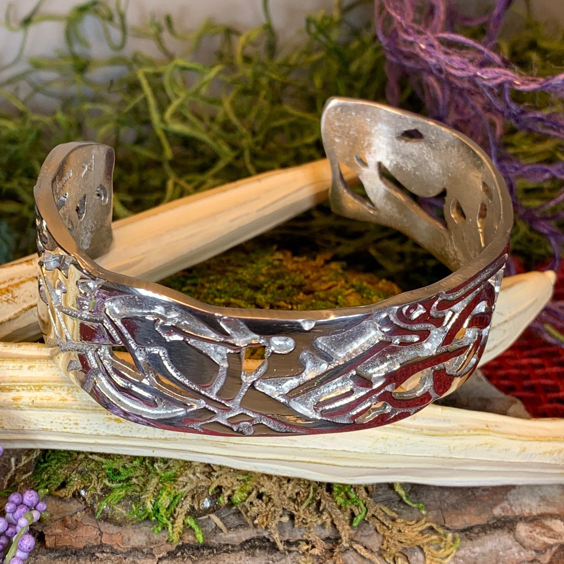 Celtic Wolf Cuff Bracelet - Handmade in Scotland