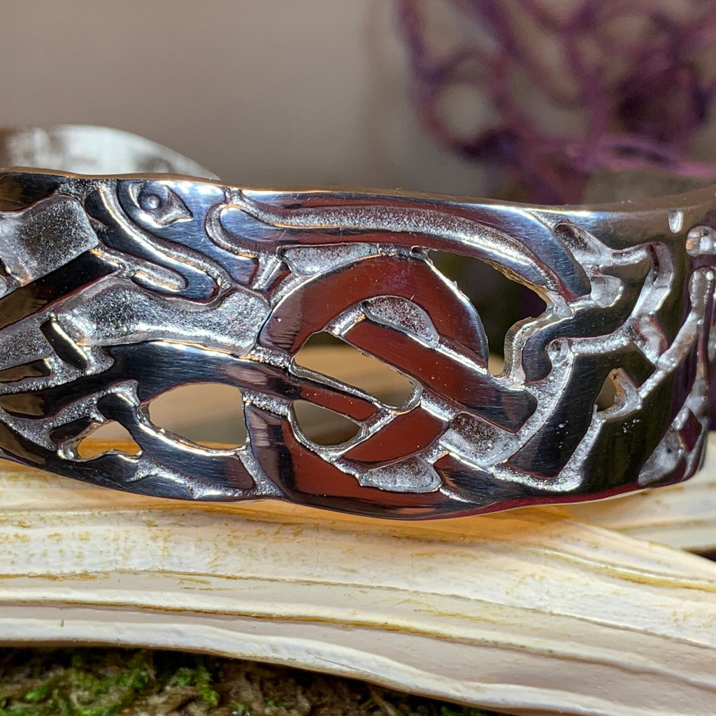 Celtic Wolf Cuff Bracelet - Handmade in Scotland