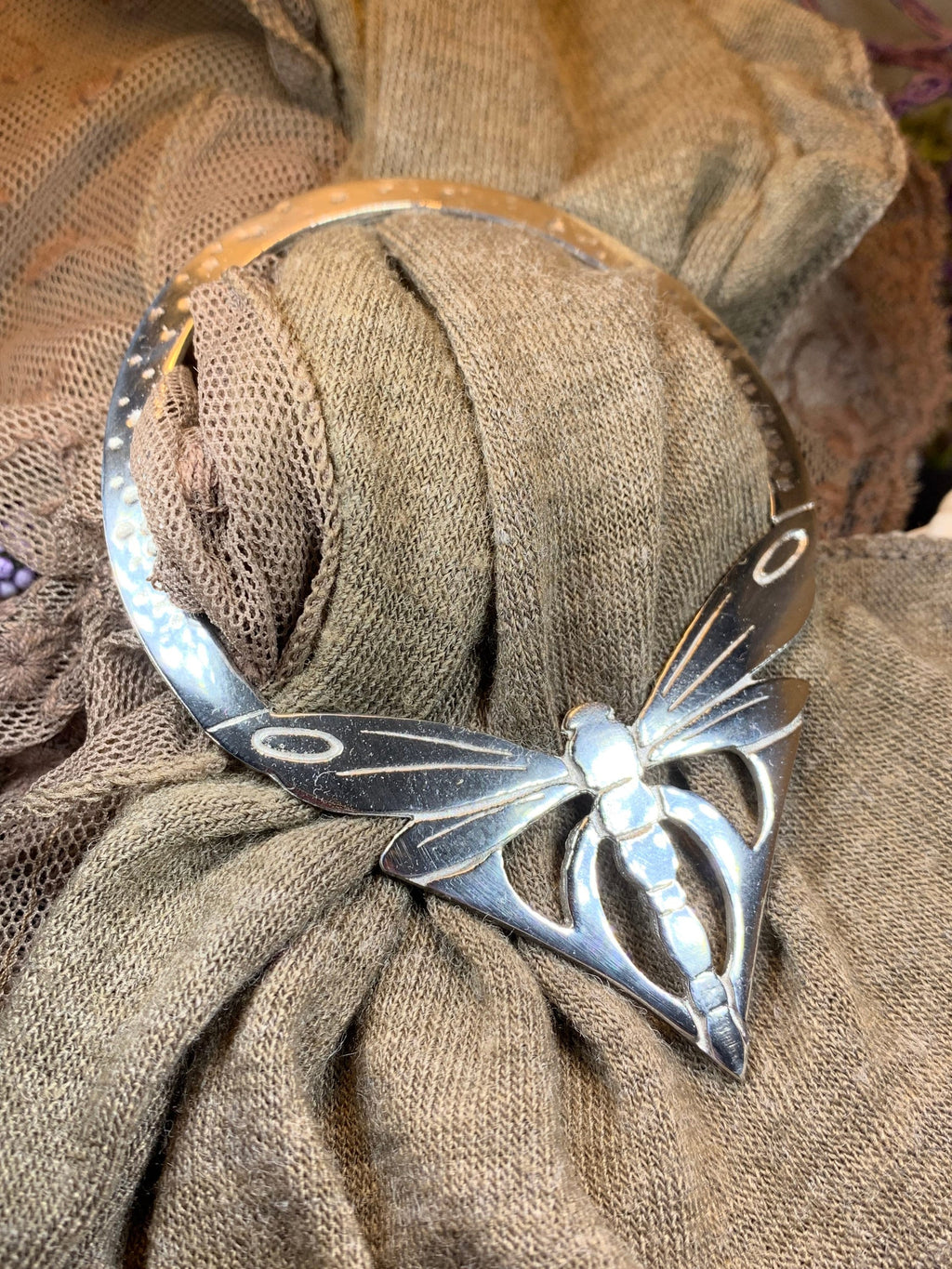 Pond Dancer Dragonfly Scarf Ring - Handmade in Scotland