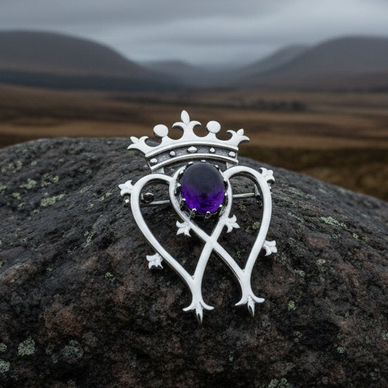 Royal Amethyst Luckenbooth Brooch in Sterling Silver