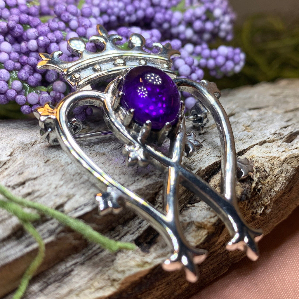 Royal Amethyst Luckenbooth Brooch in Sterling Silver