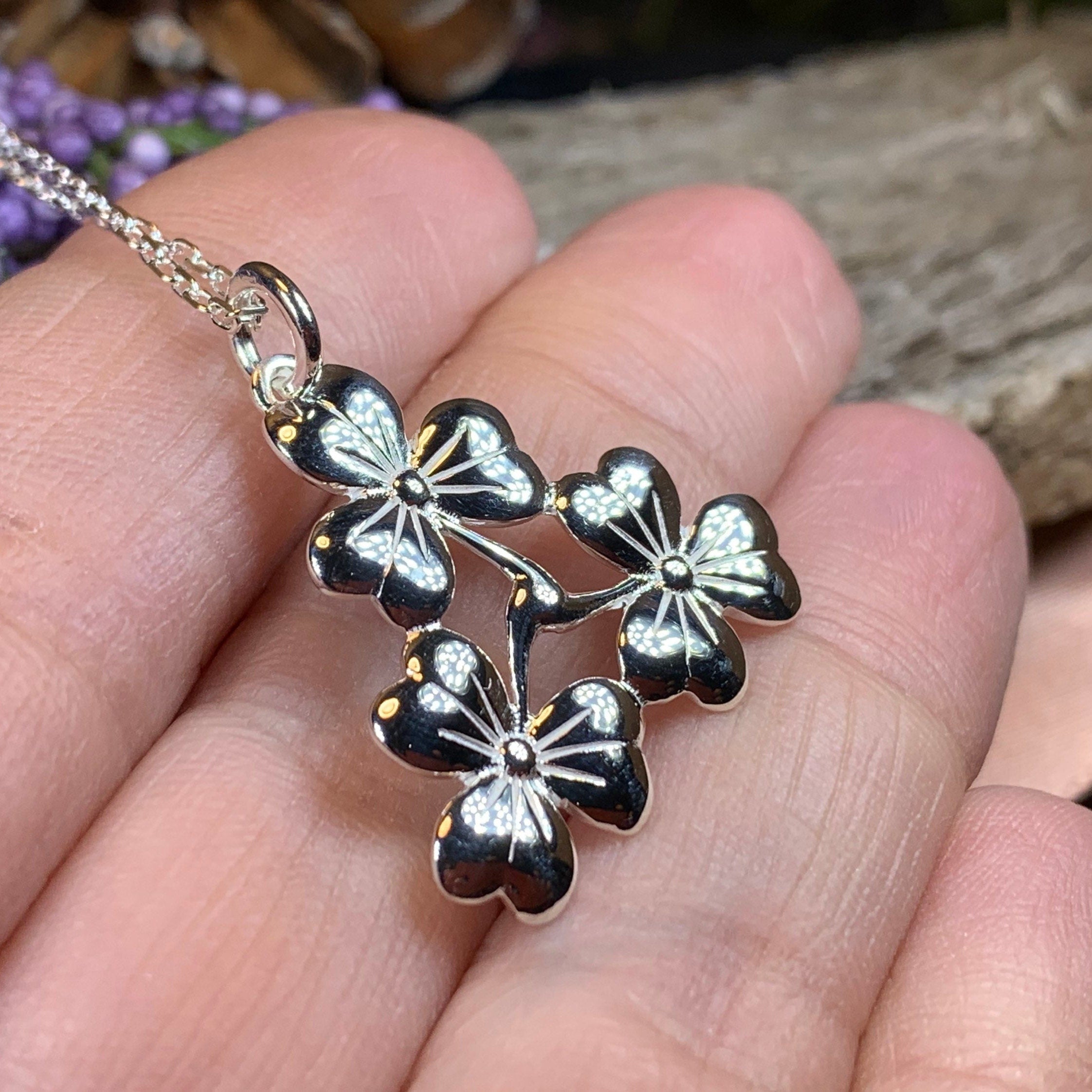 Irish Triple Shamrock Necklace - Handmade in Ireland