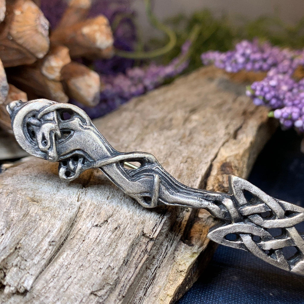 Celtic Wolf Kilt Pin - Handmade in Scotland