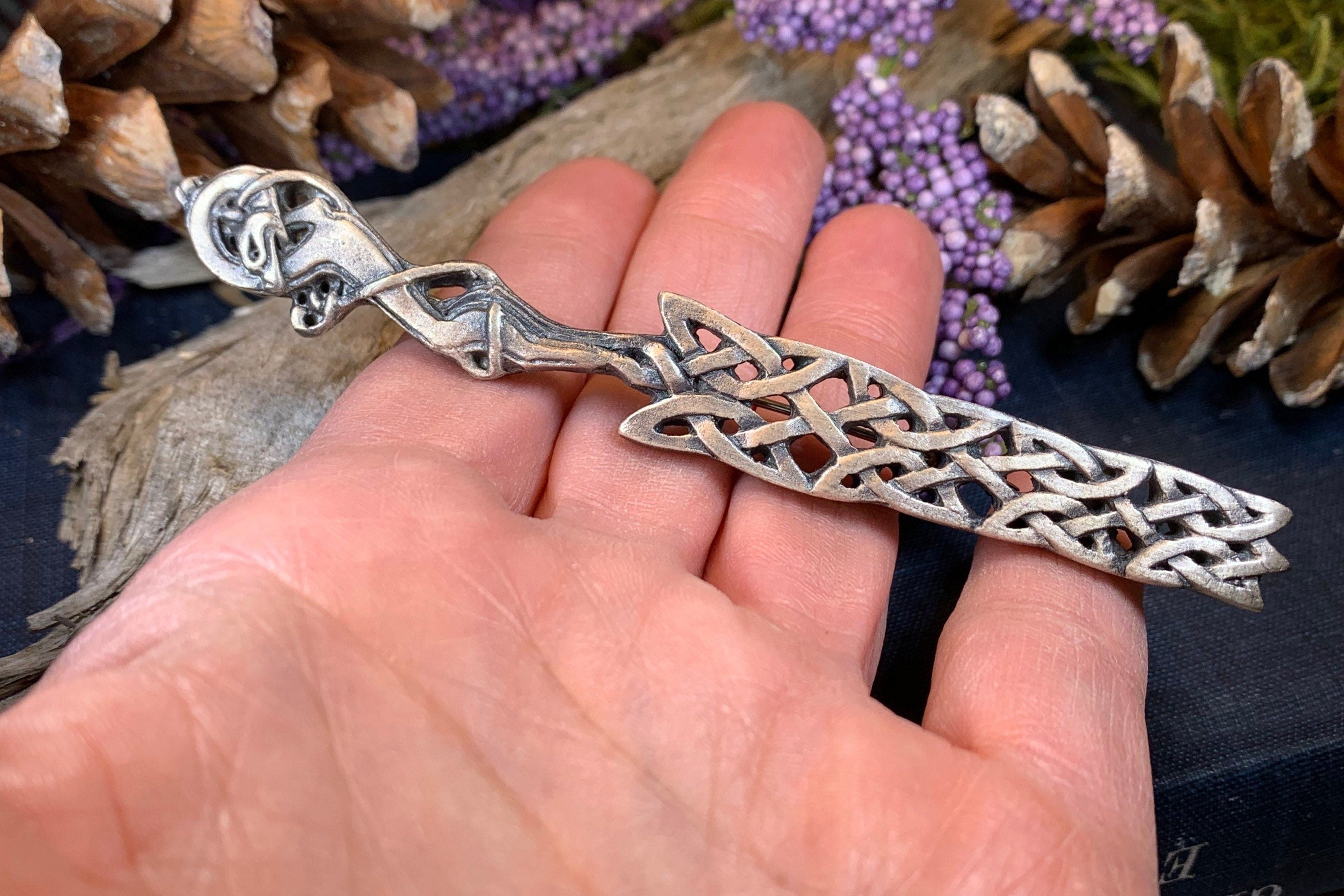 Celtic Wolf Kilt Pin - Handmade in Scotland