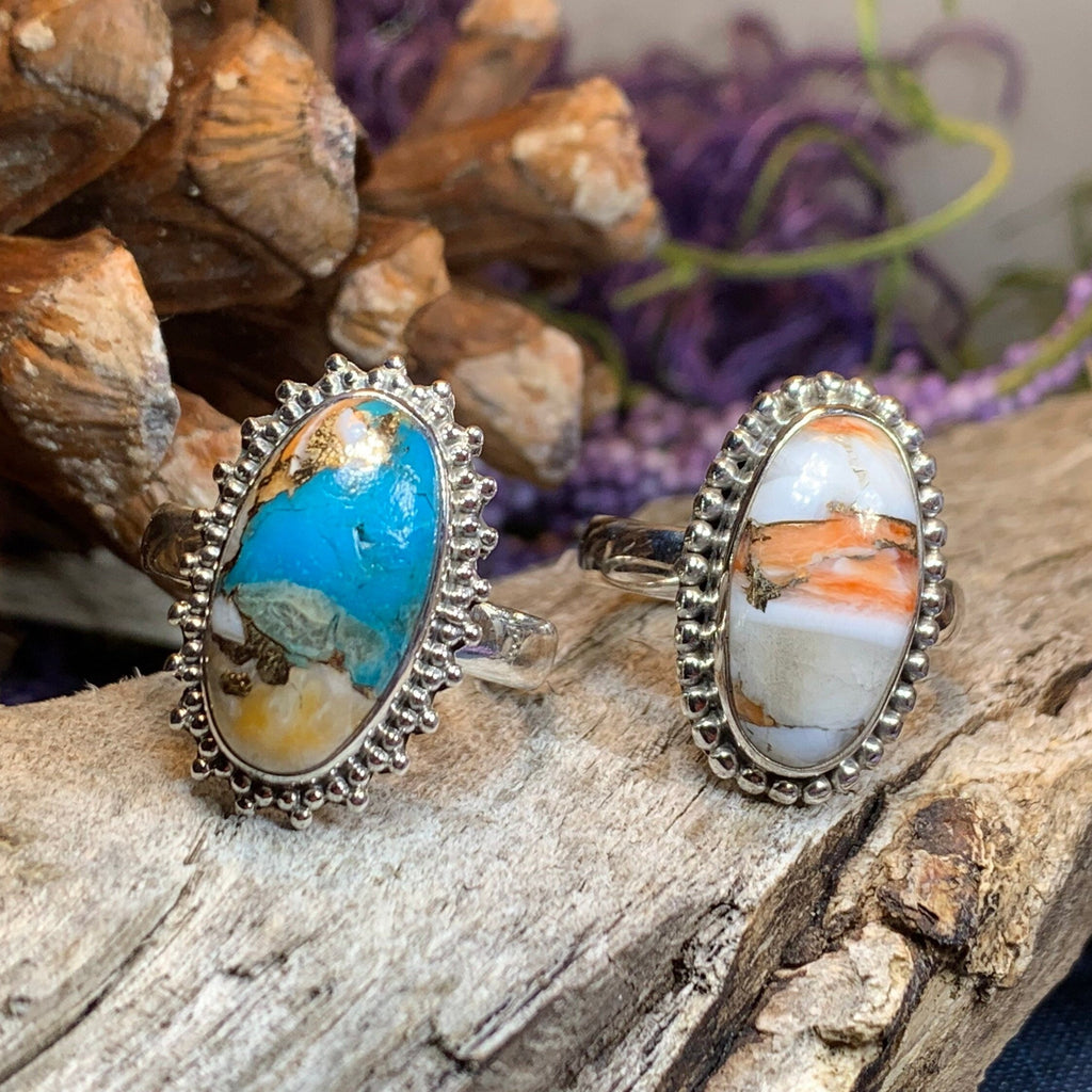 Romelle Spiny Oyster Turquoise Ring in Sterling Silver