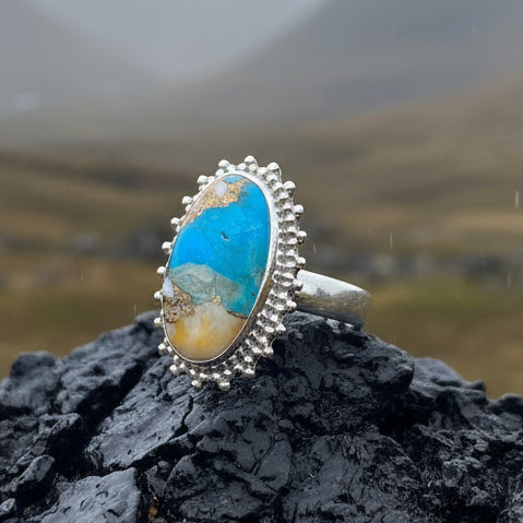 Romelle Spiny Oyster Turquoise Ring in Sterling Silver