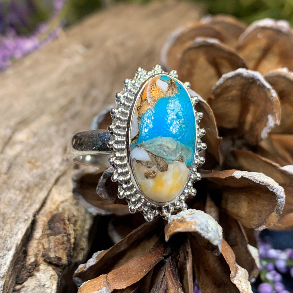 Romelle Spiny Oyster Turquoise Ring in Sterling Silver
