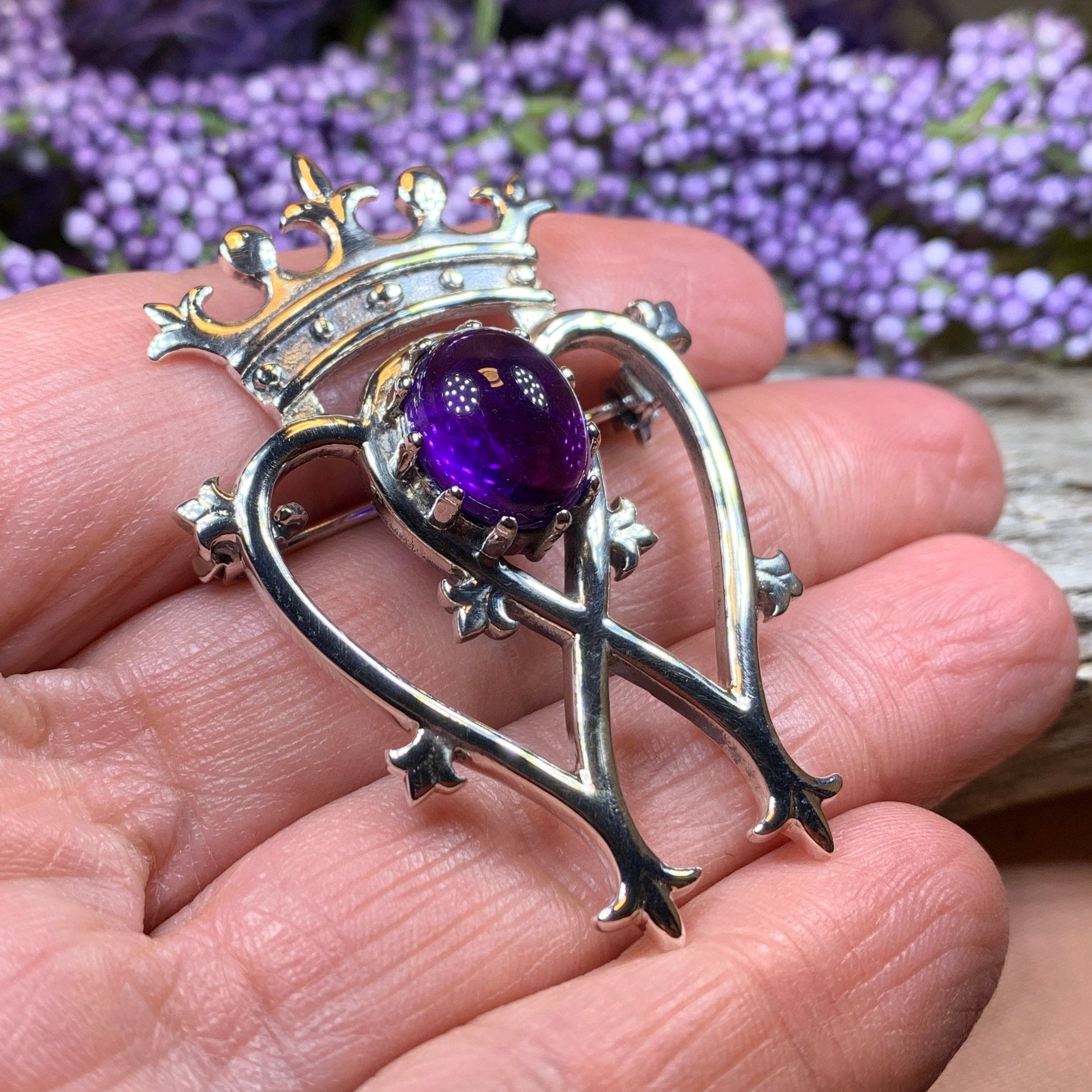 Royal Amethyst Luckenbooth Brooch in Sterling Silver