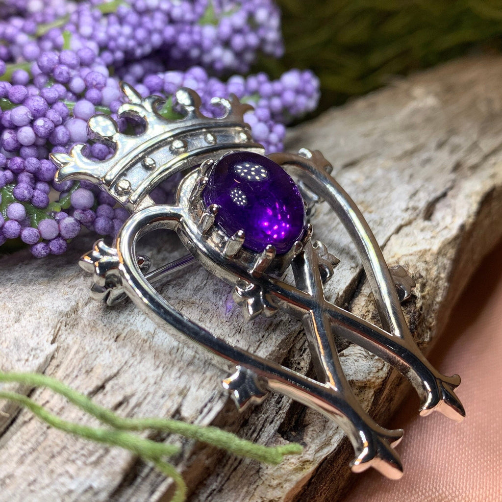 Royal Amethyst Luckenbooth Brooch in Sterling Silver