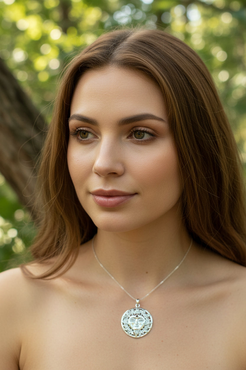 Autumn Celtic Sun Necklace with Garnet Gemstone