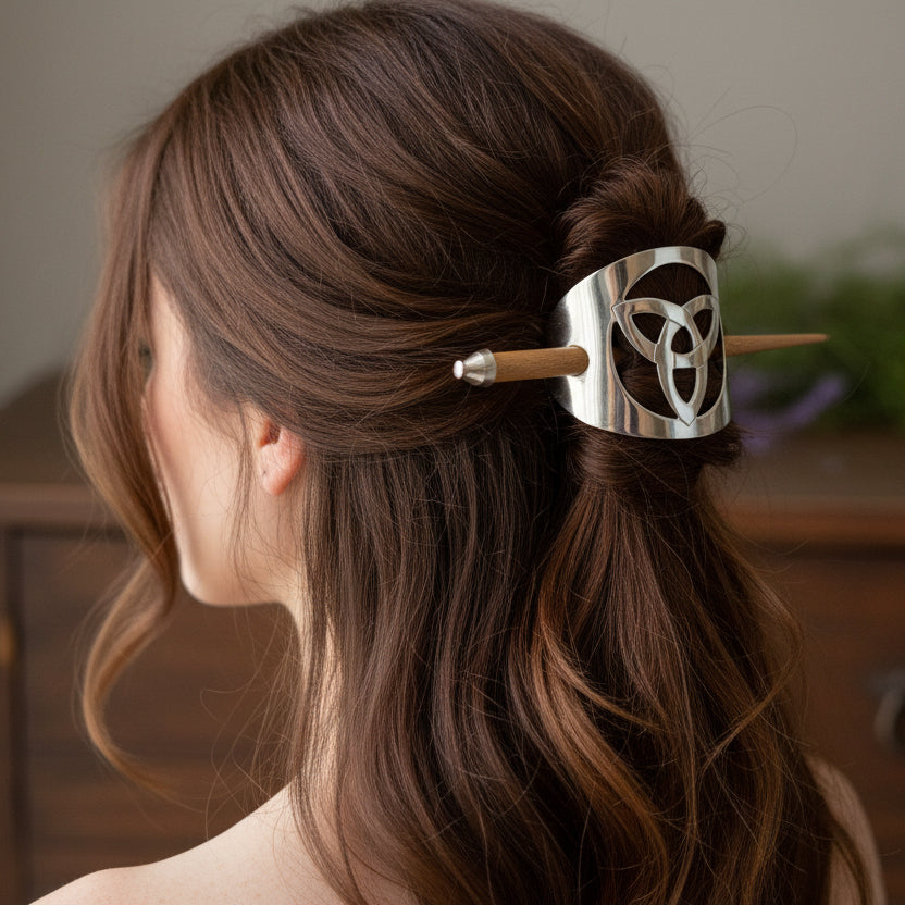 Premium Trinity Knot Celtic Hair Slide - Handmade in Ireland