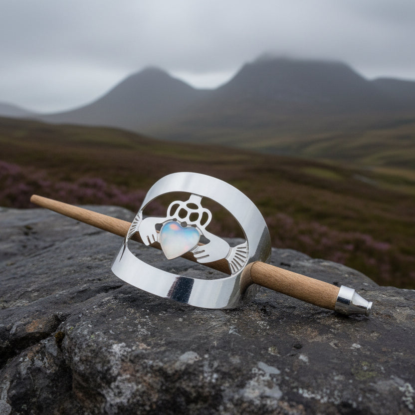Pewter Claddagh Hair Slide - Handmade in Ireland
