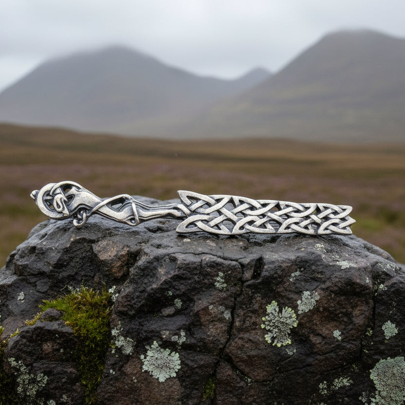 Celtic Wolf Kilt Pin - Handmade in Scotland