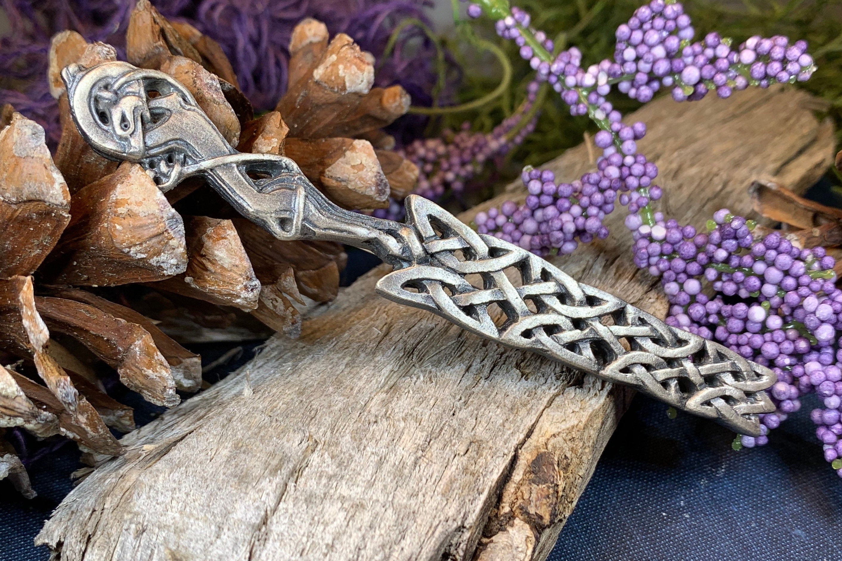 Celtic Wolf Kilt Pin - Handmade in Scotland