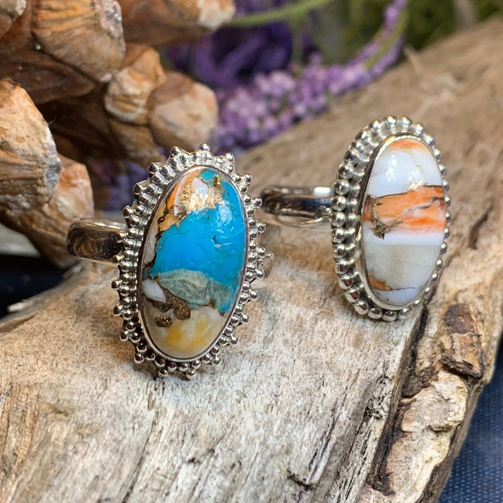 Romelle Spiny Oyster Turquoise Ring in Sterling Silver