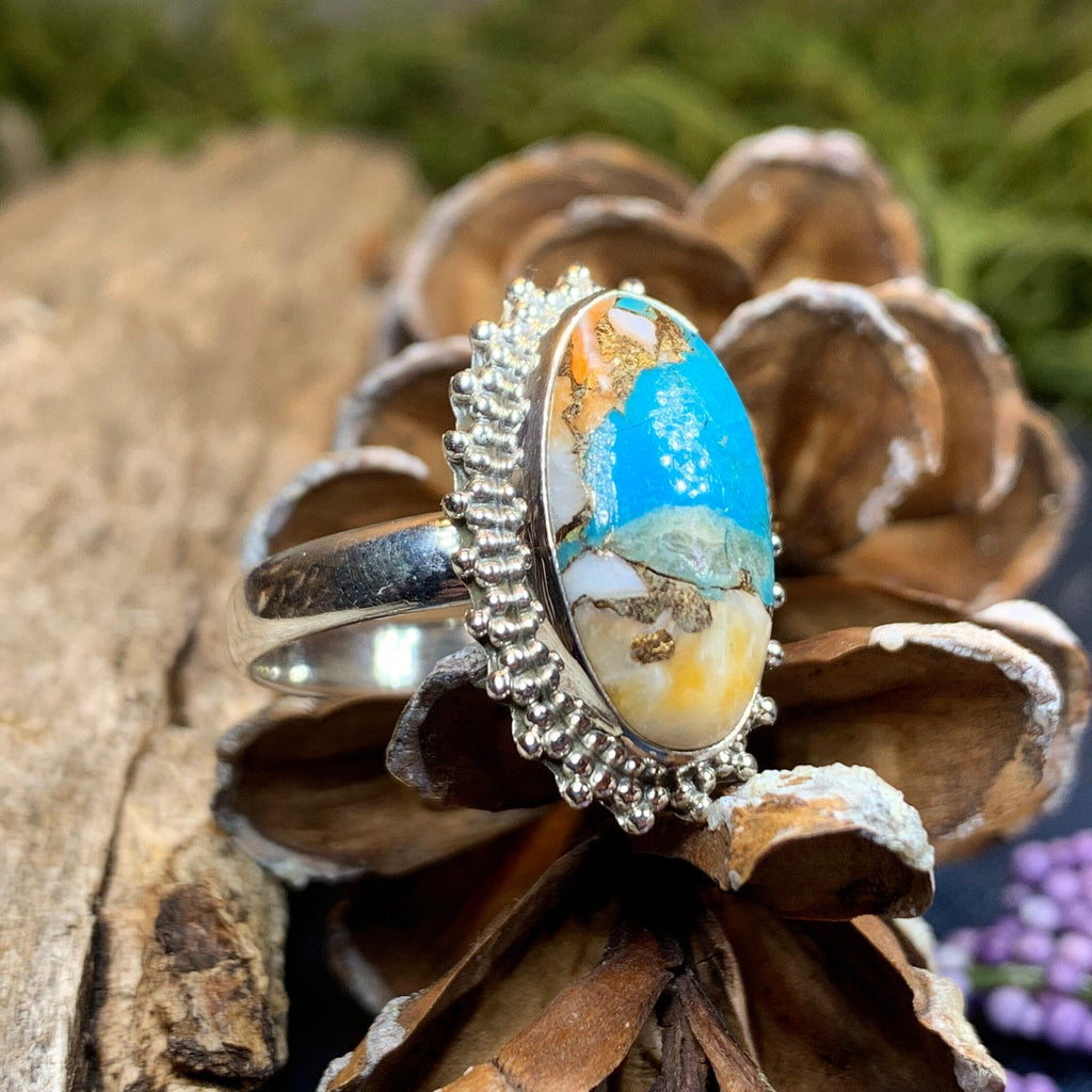Romelle Spiny Oyster Turquoise Ring in Sterling Silver