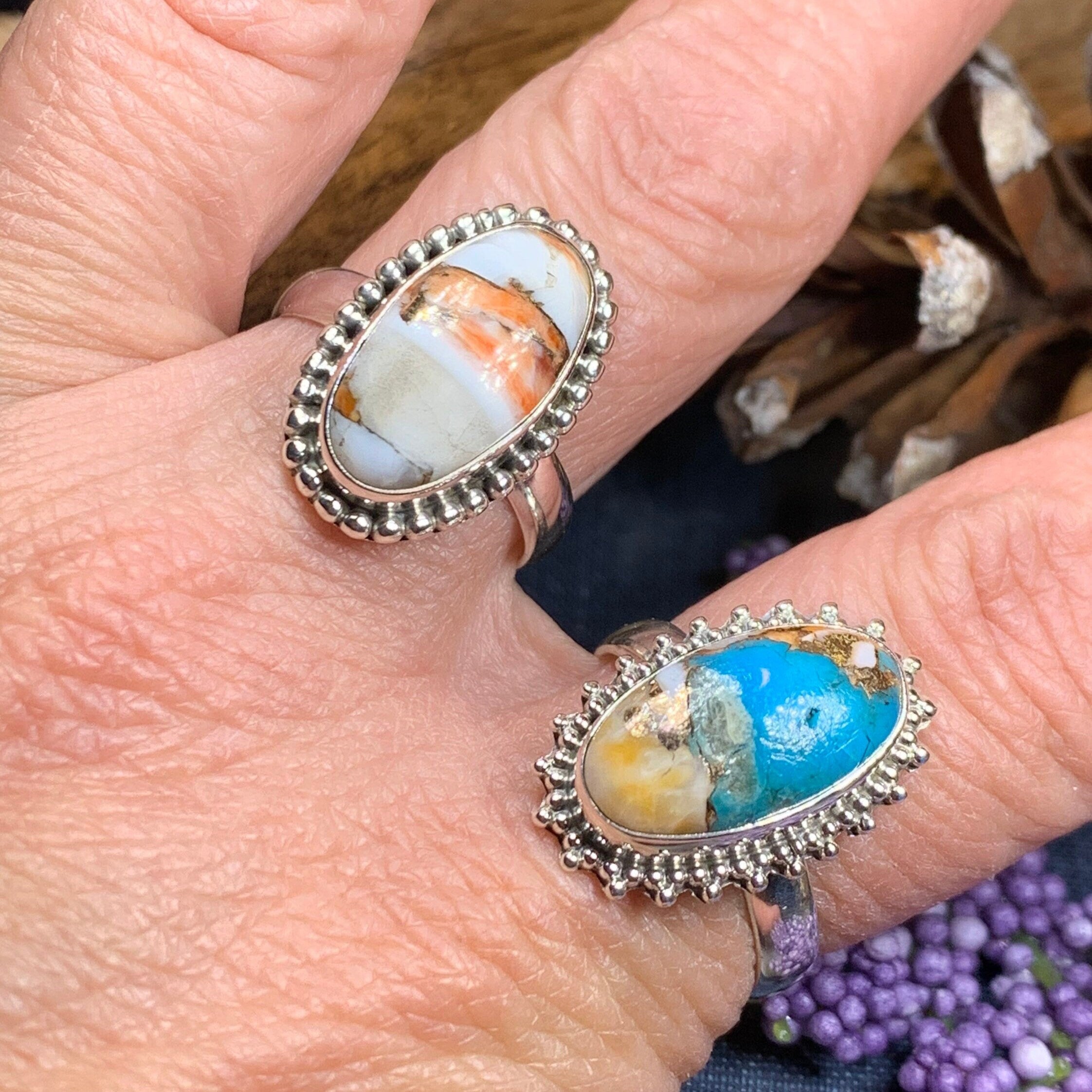 Romelle Spiny Oyster Turquoise Ring in Sterling Silver