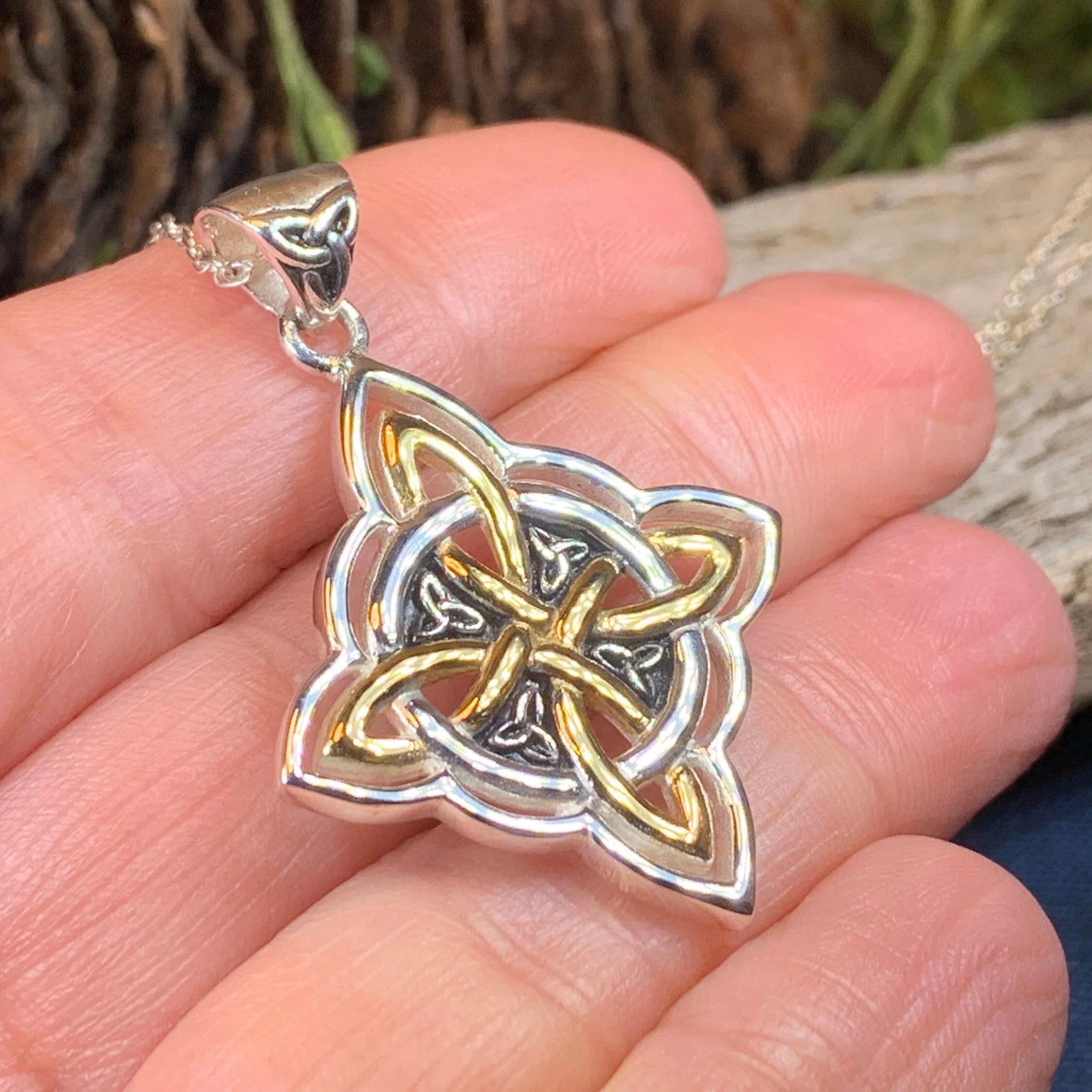 Classic Quaternary Knot Necklace in Sterling Silver