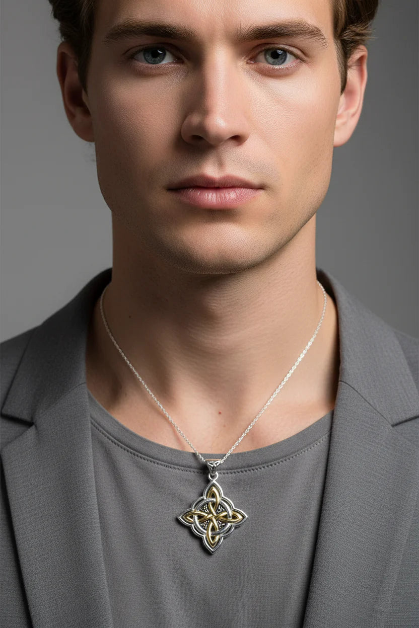 Classic Quaternary Knot Necklace in Sterling Silver