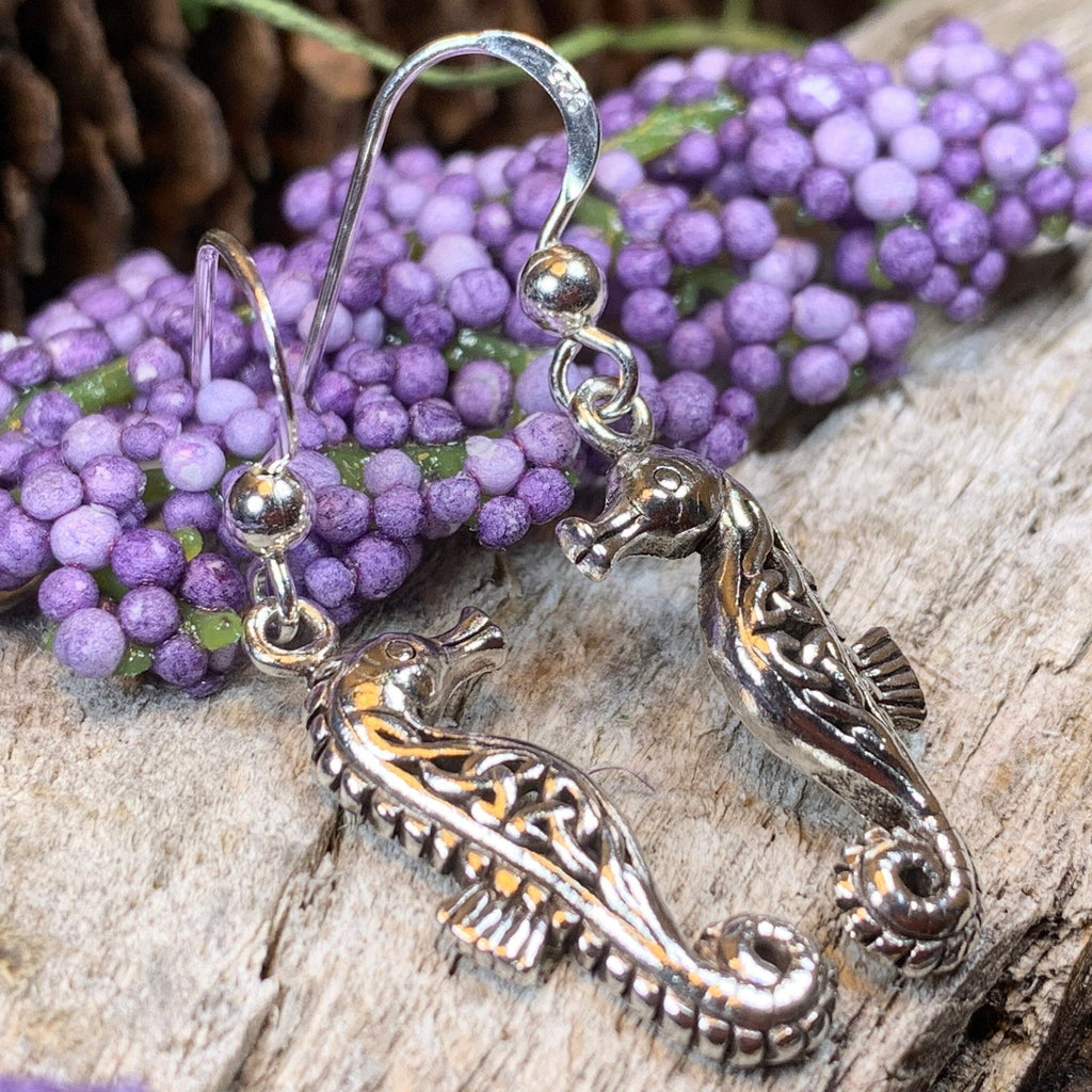 Seadrifter Celtic Seahorse Earrings in Sterling Silver