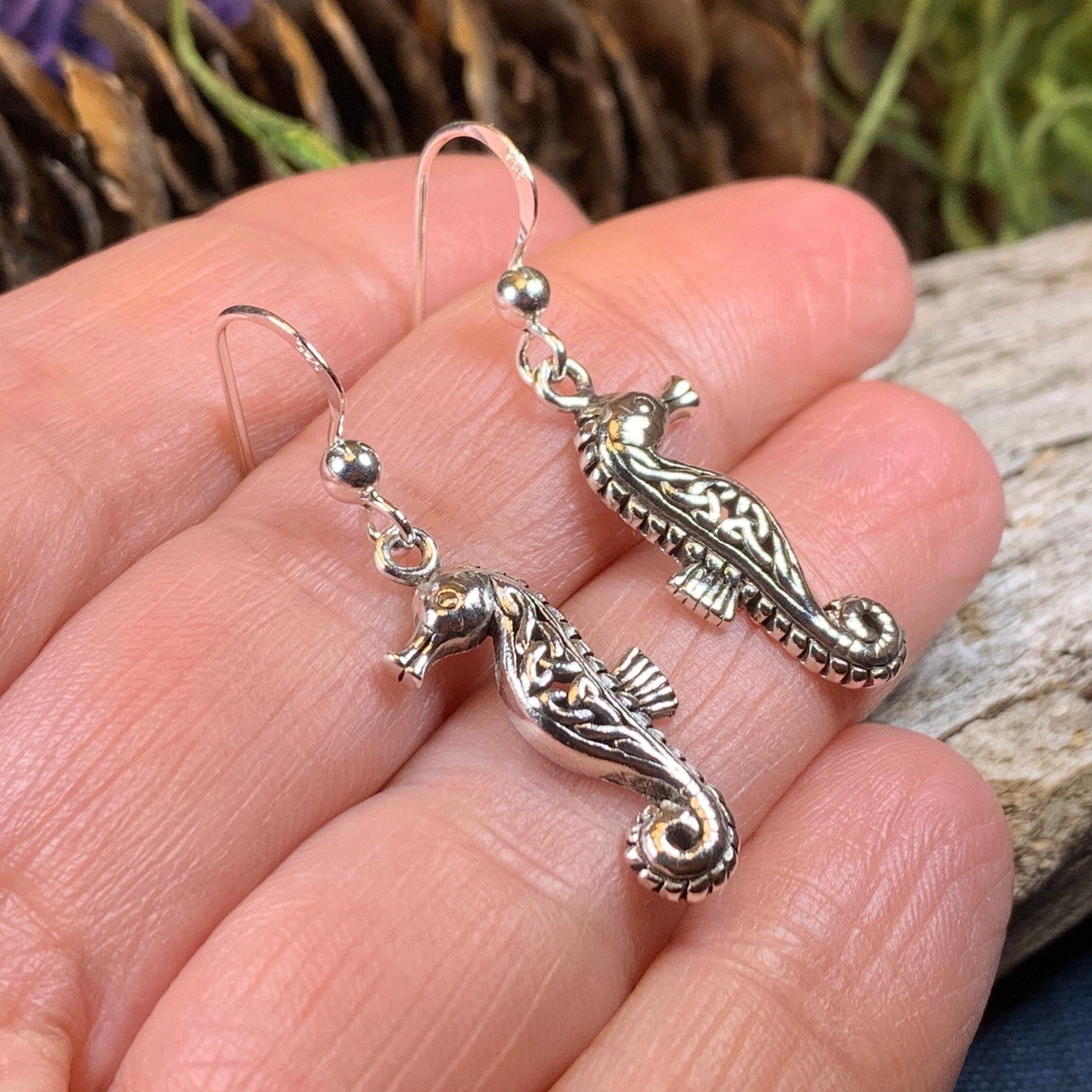 Seadrifter Celtic Seahorse Earrings in Sterling Silver