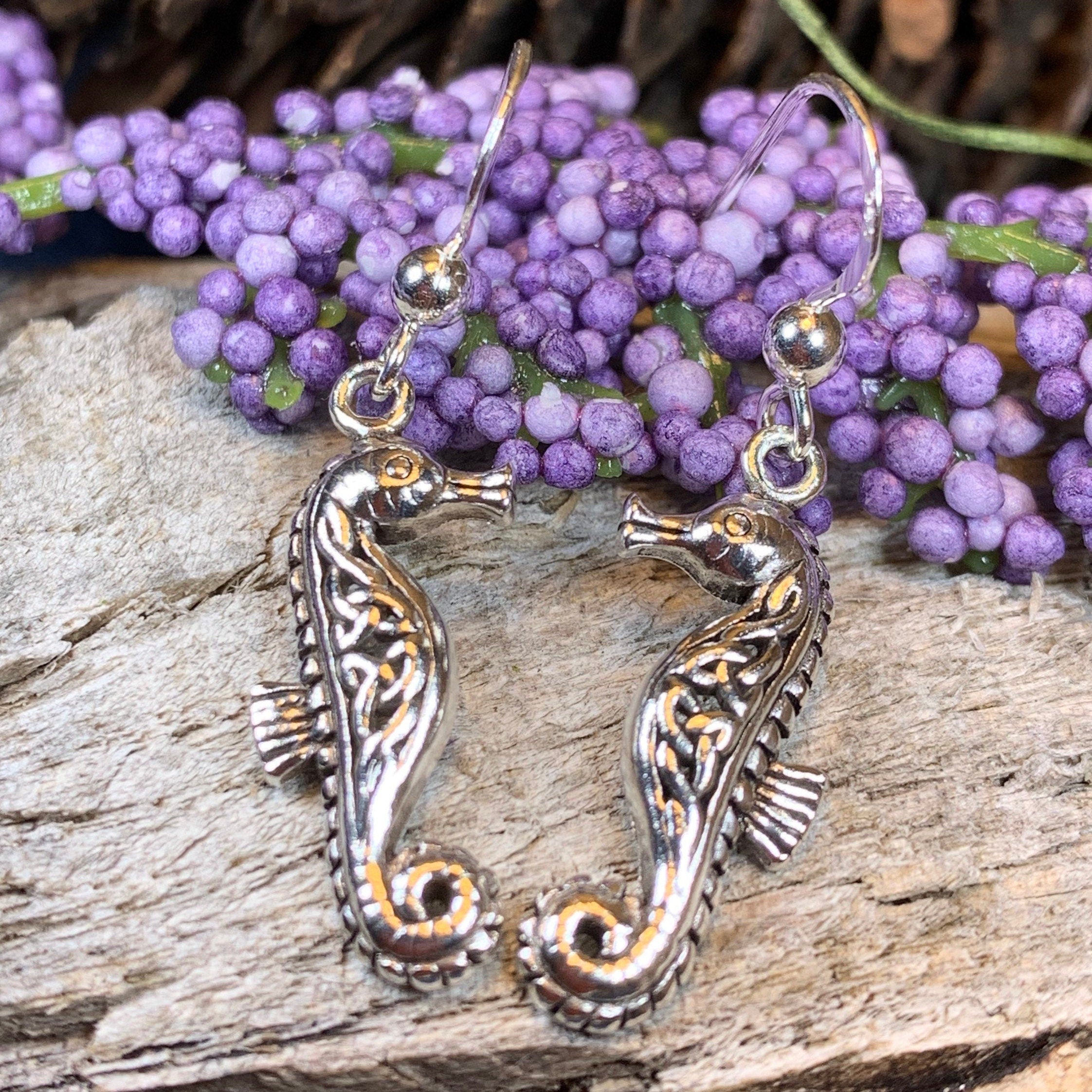 Seadrifter Celtic Seahorse Earrings in Sterling Silver