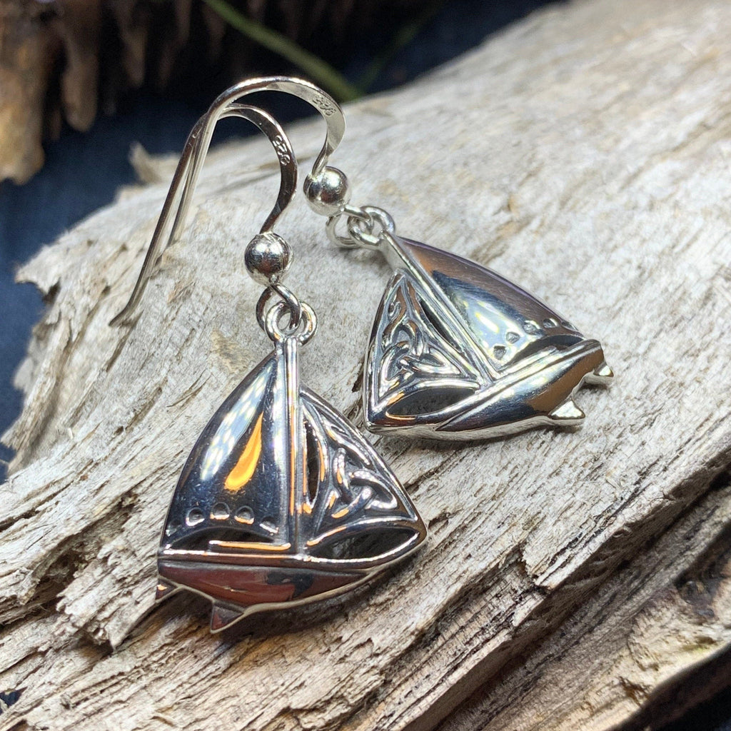 Celtic Sailboat Earrings for Women