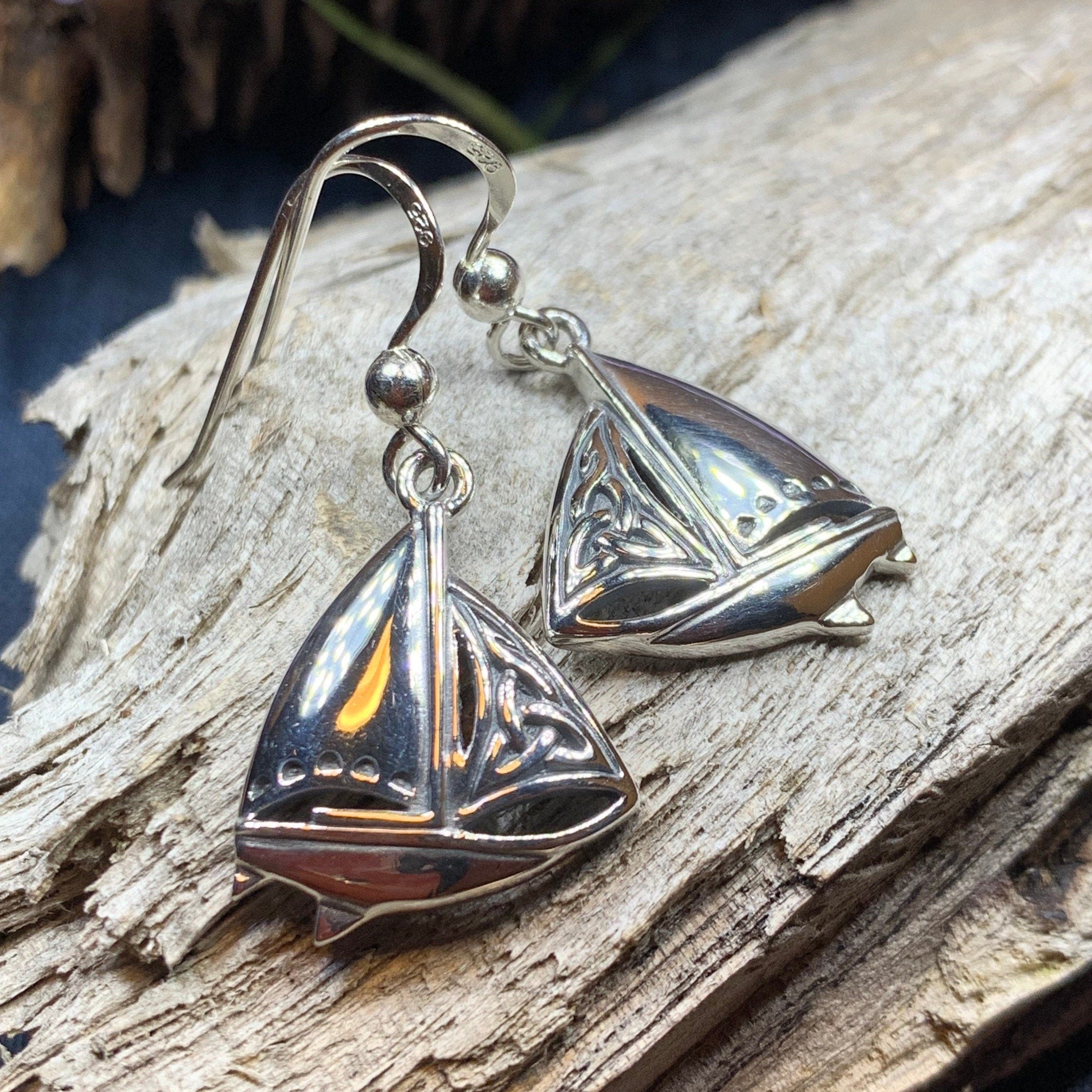 Celtic Sailboat Earrings for Women